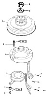 Маховик и статор (ручной) 2-Х ТАКТНОГО ПЛМ MERCURY 55 Серийный номер от 0G760300 до 0T979999